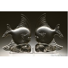 ca. 1942 - 1953 No. 1554 FISH by Heisey CRYSTAL Pair of Bookends   232788774713